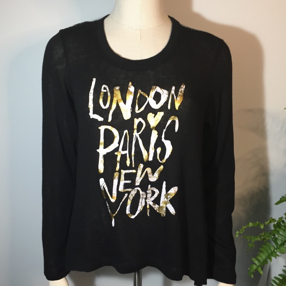 Black and Gold London Paris New York Sweater